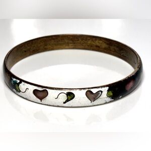 Robert Kuo Shana Chinese Silver Vermeil Cloisonne Enamel Bangle Bracelet